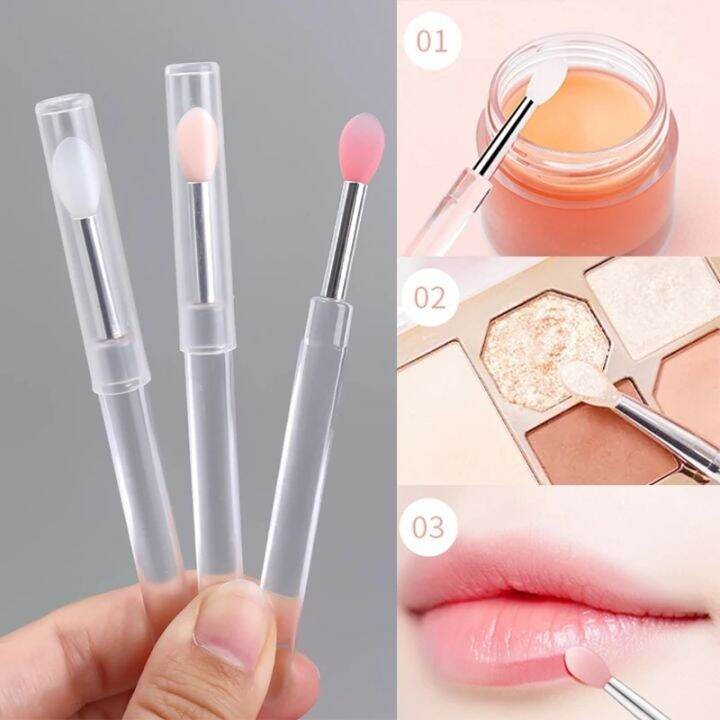 Portable Lip Brush Multifunctional Soft Silicone Head Lip Balm Lipstick Lipgloss Applicator With 4171