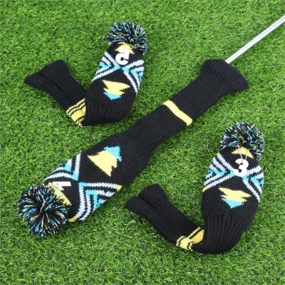 3Pcs No. 1 3 5 Golf Club Head Covers Set Knitted Fabric Sock Golf Headcover For Driver Fairway Woods
