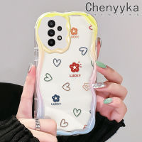 Chenyyka เคสปลอกสำหรับ Samsung กาแลคซี A22 4G A22 5G A23 A21s M22 A24เคสลายความรักและดอกไม้สวยงามแบบเรียบง่ายสีสันสดใสขอบเนื้อครีมเคสเคสโทรศัพท์โปร่งใสซิลิโคนนิ่มกันกระแทกแบบใส