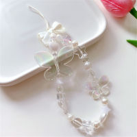 Trendy Butterfly Pearl Mobile Phone Chain Jewelry Bracelet Phone Lanyard Women Girls Cellphone Strap Mobile Phone Chain