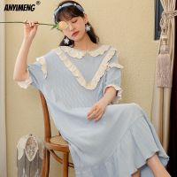 【 WYIN kitchen】 Petit Chic Vintage Women Elegant Nightgowns Court Style Kawaii Summer Sleepwear Cotton Night Dress Pajama for Lady