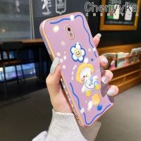 Chenyyka เคสปลอกสำหรับ Samsung J7โปร J7 2018 J7 2017ลายการ์ตูนยิ้มเป็ดชุบดีไซน์ใหม่ด้านข้างเคสซิลิโคนนิ่มป้องกันกล่องกันกระแทกกล้องฝาปิดเลนส์เต็มรูปแบบ