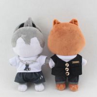 Doll Clothes Plush 20cm Idol Doll Clothes Stray Kids Stuffed Animal Fashion Black Vest Jeans Necklace Dolls Toy Accessories