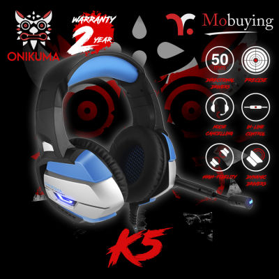 หูฟังเกมมิ่ง ONIKUMA K5 Gaming Headset ไมค์ตัดเสียงรบกวน+แสงไฟ RGB หูฟังเกมมิ่ง ใช้ได้กับมือถือทุกรุ่น / PC / MAC / PS4 / XBOX ONE และอุปกรณ์ที่รองรับ Gaming Headset Stereo Sound