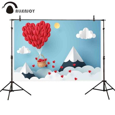 【Worth-Buy】 Allenjoy ฉากพื้นหลัง14วาเลนไทน์หัวใจรักสีแดงเมาท์ท้องฟ้าภาพพื้นหลังเมฆสตูดิโอถ่ายภาพ Photocall Photophone