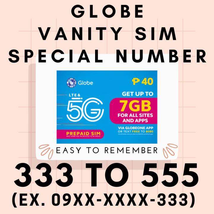 (ex. 09XX-XXXX-333) GLOBE Vanity Sim/Special Number Tricut 5G | Lazada PH