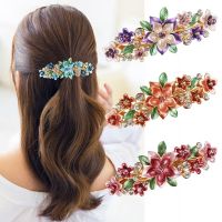 New Paint Flower Spring Clip Ponytail Clip Top Clip Womens Hairpin Hair Accessories