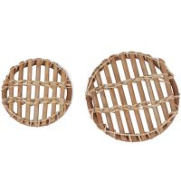 Retro Rattan Woven Storage Snack Insulation Coaster Pot Mat European and Japanese Home Decor, 2PCS