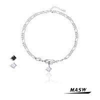 MASW Fashion Jewelry AAA Zircon Pendant Necklace Simply Design One Layer High Quality ss Metal Chain Necklace For Women