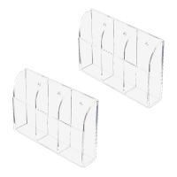 2X Clear Acrylic Remote Control Holder Wall Mount Media Organizer Storage Box (Three Compartments)