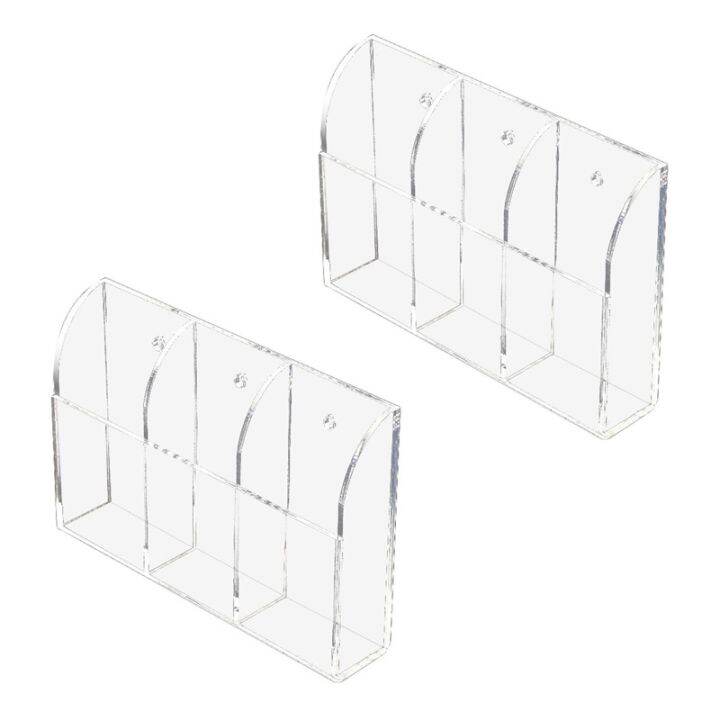 2X Clear Acrylic Remote Control Holder Wall Mount Media Organizer