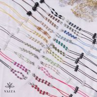 Vaiza - (PART 1 Drawstring Pearl Series Strap) 2in1 Strap + Pearl Drawstring Connector Necklace Connector Lanyard with Adjustable Strap for Hijaber