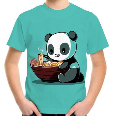 4-20 Years Old Children Summer Fashion T-Shirt Animal Cute Panda Noodle Food Funny Pattern Print Girl Boy T Shirt Kids Baby Tops
