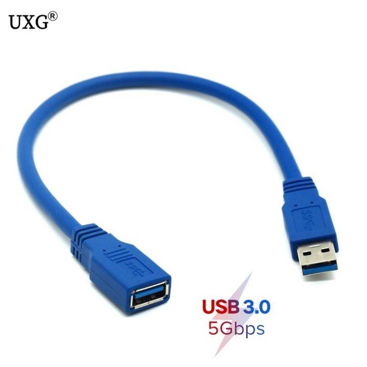 ยืดหยุ่น-มาตรฐาน5gbps-ความเร็วสูง-usb-3-0สายเคเบิลต่อขยายชายกับหญิง0-3ม-สีน้ำเงิน30ซม-1ft