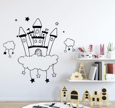 [COD] cartoon rocket combination self-adhesive removable wall stickers foreign trade supply decoration bedroom