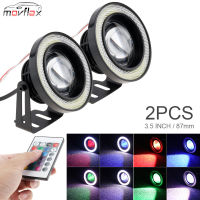 MovFlax 2ชิ้น3.5นิ้ว89มิลลิเมตร12โวลต์สากล RGB LED ไฟตัดหมอกสีขาวซังแองเจิลตาแหวน DRL ขับรถหลอดไฟ