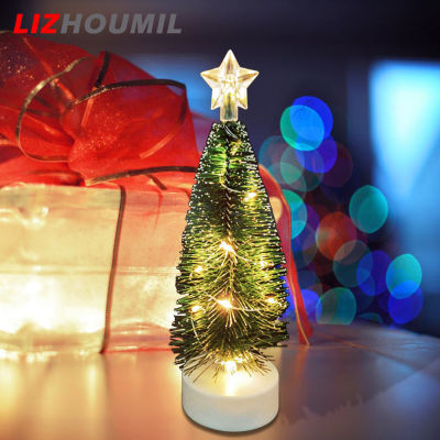 LIZHOUMIL 3pcs Led Mini Christmas Tree Desktop Decoration Ornaments Photography Props With Colorful Lights For Home