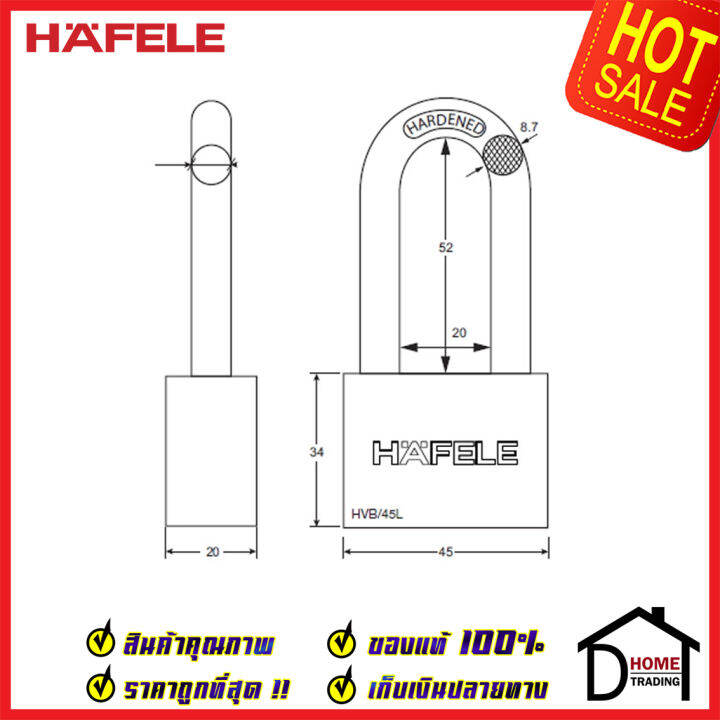 ถูกที่สุด-hafele-กุญแจ-แม่กุญแจ-ทองเหลือง-45mm-รุ่นคอยาว-482-01-983-brass-padlock-hvb-45l-คล้อง-สายยู-ล็อค-ล็อคเกอร์-ประตู-รั้ว-บ้าน-กุญแจนิรภัย-ของแท้100