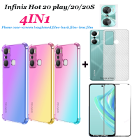 (4IN1) Infinix Hot 20 Play 11 2022 Hot 20 20S 20i 12 Play Hot 12 Play Hot 12เคสโทรศัพท์กันตกสี่มุม + ฟิล์มกระจกเทมเปอร์ + ฟิล์มเลนส์ + ฟิล์มด้านหลัง