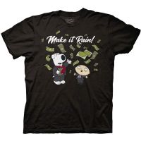 Mens Family Guy Classic T-Shirt - Family Guy Mens Fashion Shirt - Stewie and Brian Make It Rain Tee