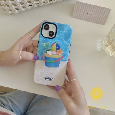 For เคสไอโฟน 14 Pro Max [Summer Beach Toy Detachable Two-piece] เคส Phone Case For iPhone 14 Pro Max 13 12 11 For เคสไอโฟน11 Ins Korean Style Retro Classic Couple Shockproof Protective TPU Cover Shell