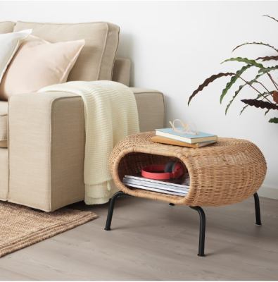 Footstool with storage for indoor use , rattan/anthracite size Height: 36 cm. , Diameter: 62 cm.