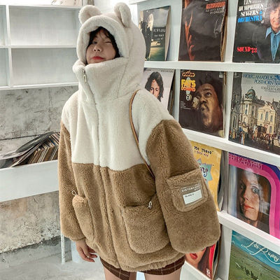Lamb wool coat womens winter clothes y2k 2021 new student Japanese soft girl cute plus velvet thick hooded sweater ins selling