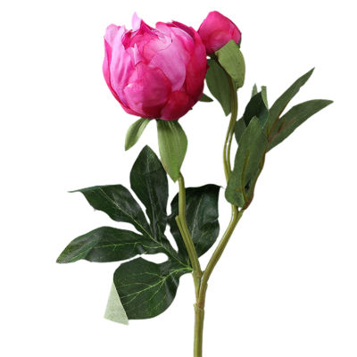 Sanwood ไม้พาย®1สาขาดอกไม้ผ้าไหม Faux ไม่ต้องรดน้ำสดรักษา2หัวจริงดูปลอมดอกโบตั๋นดอกไม้ก้านพรรคตกแต่งดอกไม้ประดิษฐ์สมจริง