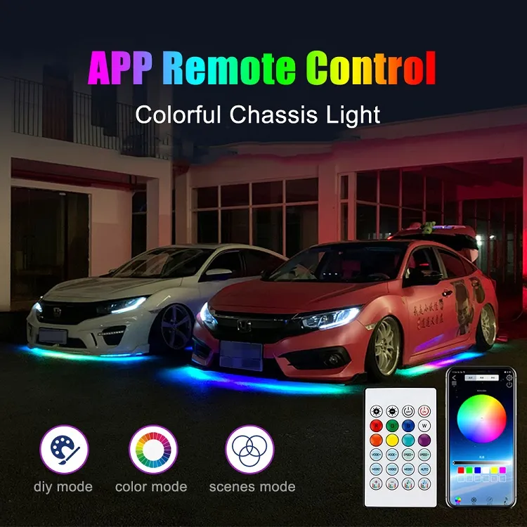 OKEEN LED Car Underglow Light Strip LED Underbody Light APP Remote Control  RGB Neon Lamp Auto Decorative Ambient Atmosphere Lamp