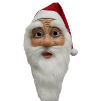 Christmas Santa Head Cover Realistic Full Face Latex Cover Christmas Face Cover with Red Hat and Beard Santa Claus Costume Dress Up Props for Masquerade Party attractively