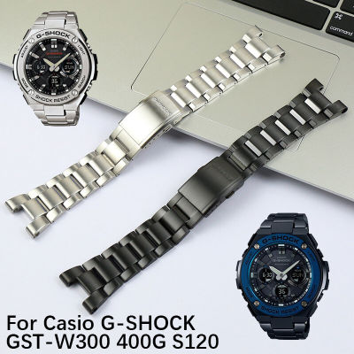 สแตนเลสสายนาฬิกาข้อมืออุปกรณ์เสริมสำหรับผู้ชายเหมาะสำหรับCASIO G-SHOCK GST-W300 400G S120