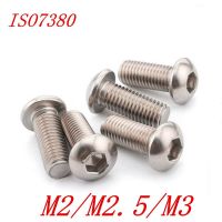 【100%-New】 Azam Sons M2 Iso7380 304สกรูเหล็ก1000ชิ้นสกรูปุ่มซ็อกเก็ตหกเหลี่ยมเห็ด