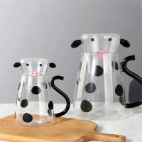 5501800Ml แก้ว Borosilicate วัวเย็นกาต้มน้ำชุดน้ำโปร่งใส Carafe กับถ้วยการ์ตูนกาแฟกาน้ำชาเหยือกนมเหยือกน้ำผลไม้