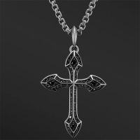 David Yurman Necklace GOTHIC CROSS AMULET IN 18K WHITE GOLD WITH PAVÉ BLACK DIAMONDS