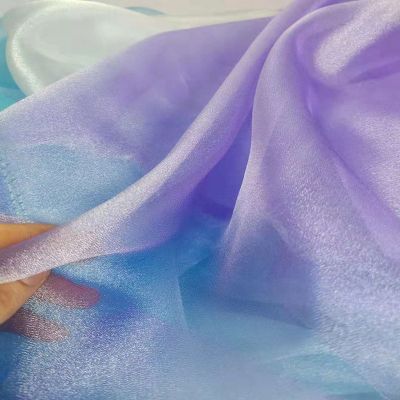 Glitter Soft Tulle Cloud Organza Fabric By The Meter for Skirt Curtain Sewing Transparent Light Yarn Mesh Cloth Thin Blue Yard