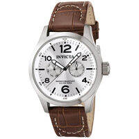 Invicta Mens 0765 I-Force Silver Dial Brown Leather Watch