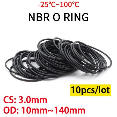 ปะเก็นซีลวงแหวน Nbr O 10ชิ้นความหนาของปะเก็น3Mm Od 10 ~ 140มม. ตัวเว้นระยะยางไนไตรล์บิวทาไดอีนทนน้ำมันเครื่องซักผ้ารูปทรงกลม