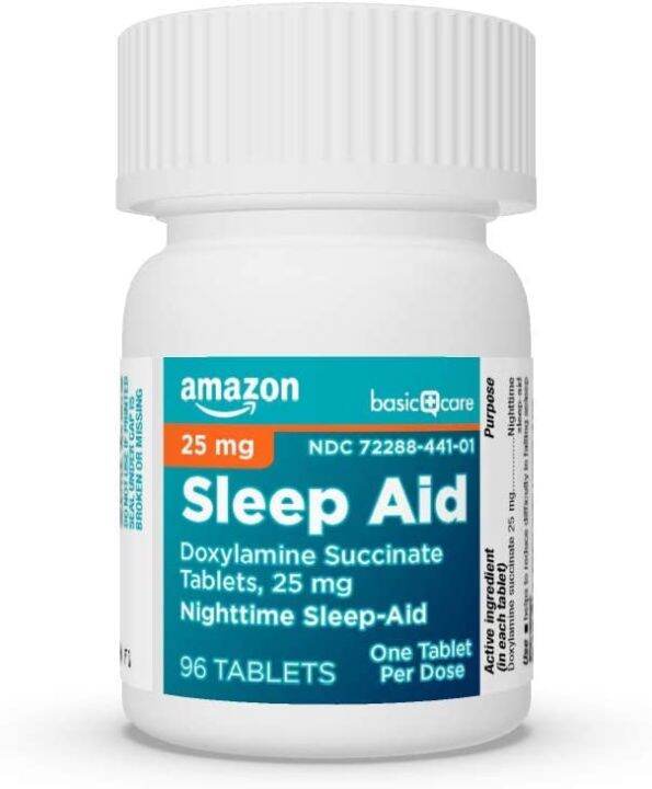 Amazon Basic Care Sleep Aid Tablets, Doxylamine Succinate Tablets, 25 ...