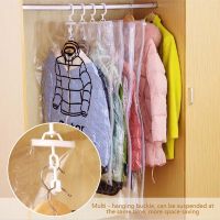 Closet Hanging Organizer Vacuum Bag 1PC For Clothes Storage Bag With Hanger Space Saving Clear Seal Bags Wardrobe Compressed Bag