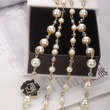 Luxury Pearl Camellia Necklace for Women New Long Necklace Vintage