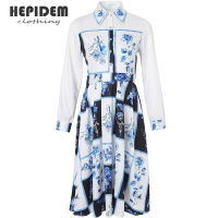 HEPIDEM Clothing Summer Fashion Tight Chiffon Long Dresses Womens Long Sleeve Elegant Floral Print Party Holidays Dress 69867