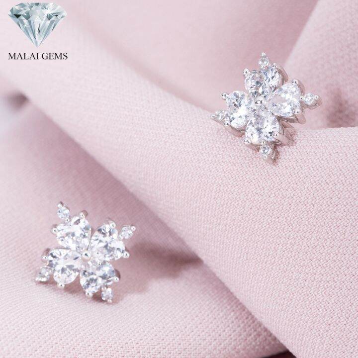 malai-gems-ต่างหูเพชร-เงินแท้-silver-925-เพชรสวิส-cz-เคลือบทองคำขาว-รุ่น-155-e016-36แถมกล่อง-ต่างหูcz-ต่างหูเงินแท้-ต่าง