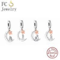 FC Jewelry Fit Original Brand Charm Bracelet 925 Silver I Love You To The Moon And Back Bead Making Mum Auntie Grandma Berloque