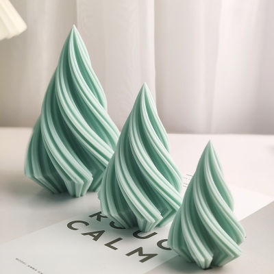 Large Rotary Cone Candle Mold DIY Christmas Tree Geometric Striped Soap Aromatpy Resin Plaster Making Mould Home Decor Gift