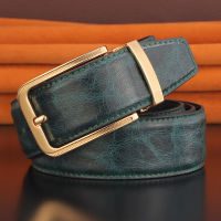 High quality pin buckle genuine leather Cowskin fashion designers belts luxury brand waist straps Green casual cowhide ceinture