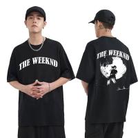 The Weeknd Dawn FM Double Sided Printed Tshirt Men Hip Hop O Collar T-shirts Mens Black Oversized T Shirt Man Cotton Tops