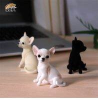 JXK Fluff Chihuahua Gambar Hewan Peliharaan Lucu โมเดล Hewan Anjing Mini Kolektor Dekorasi En Mainan Unan-An Dewasa Hadiah An-An