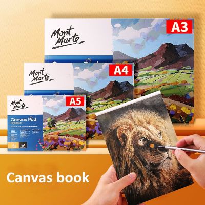 Mont Marte ภาพวาดสีน้ำมันแผ่นผ้าใบ10แผ่น280gsm A3/A4/A5อุปกรณ์ศิลปะสำหรับนักเรียนภาพวาดสีน้ำมันแผ่นผ้าใบคือง่ายต่อการพกพาภาพวาดกลางแจ้งกันน้ำอุปกรณ์ศิลปะ