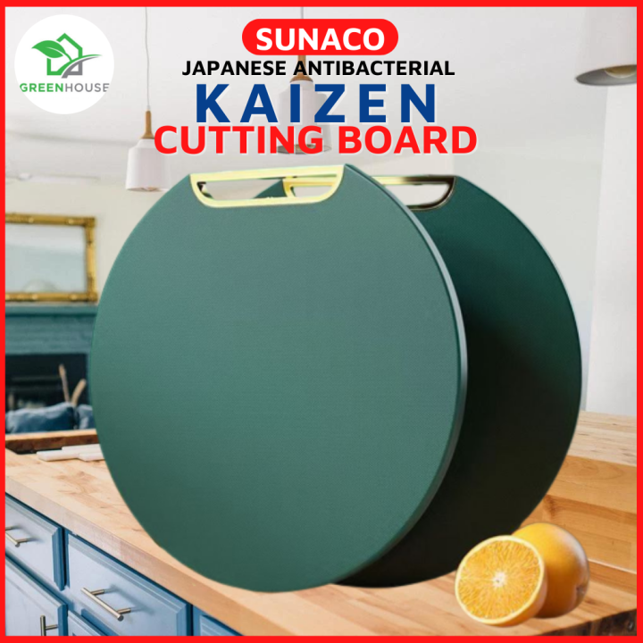 Double-sided PE Chopping Board Anti-mildew Non-slip Round Rotatable Green  Sticky Board Pad Stand-able Kitchen Cutting Board