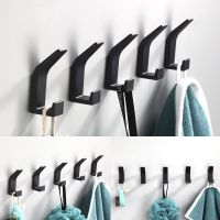 No Drilling Double Hook Black White Towel Hook For Bathroom Clothes Coat Hook Bedroom Robe Hook Livingroom Kitchen Accessories Clothes Hangers Pegs